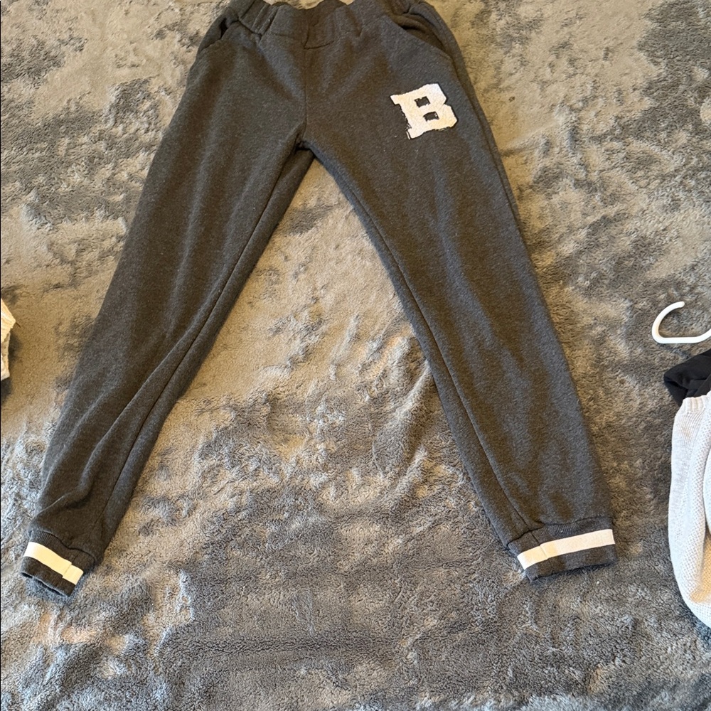 Kids Charcoal Joggers with Letter Patch
